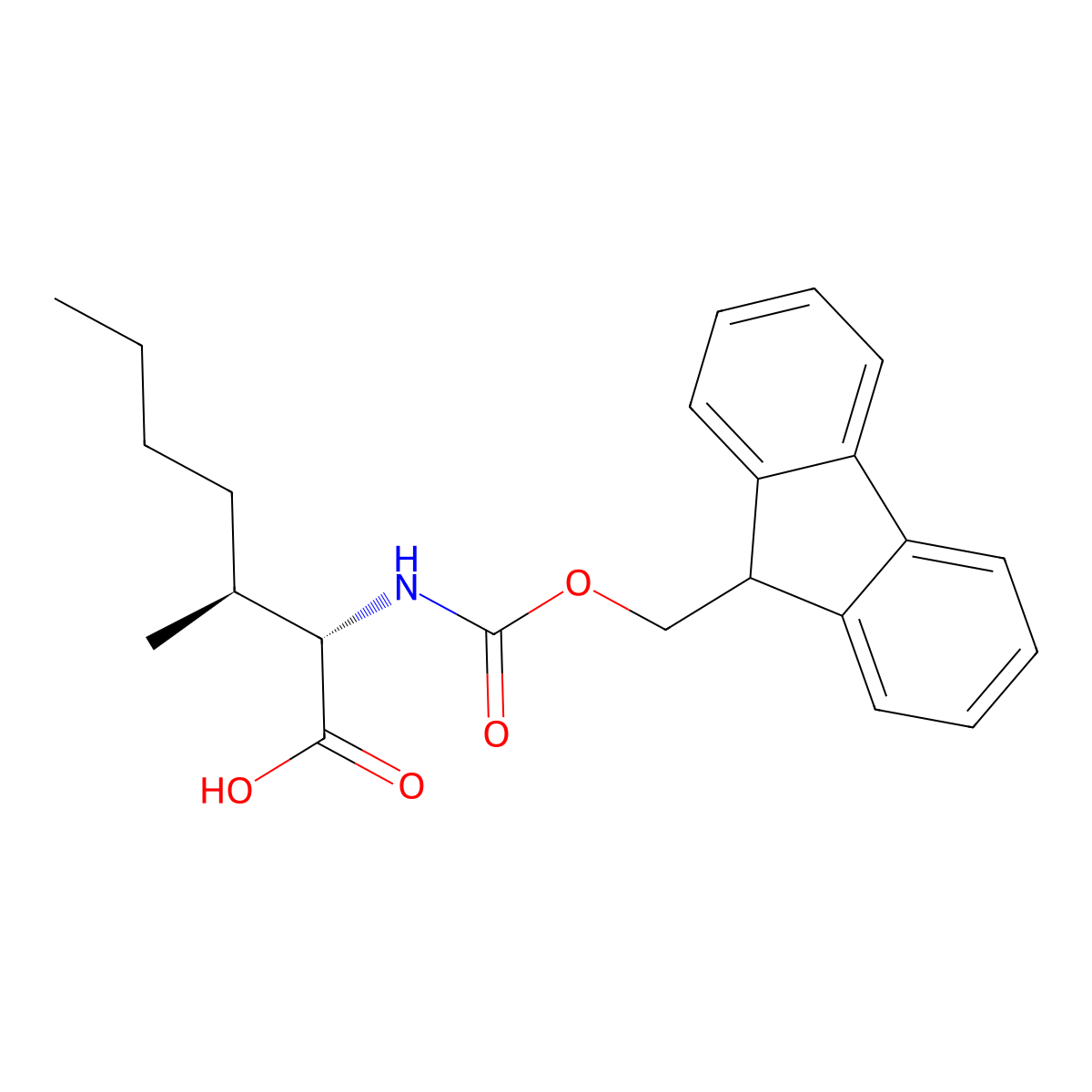 (2S,3S)-2-((((9H-Fluoren-9-YL)methoxy)carbonyl)amino)-3-methylheptanoic acid molecular structure, CAS 3065650-94-1
