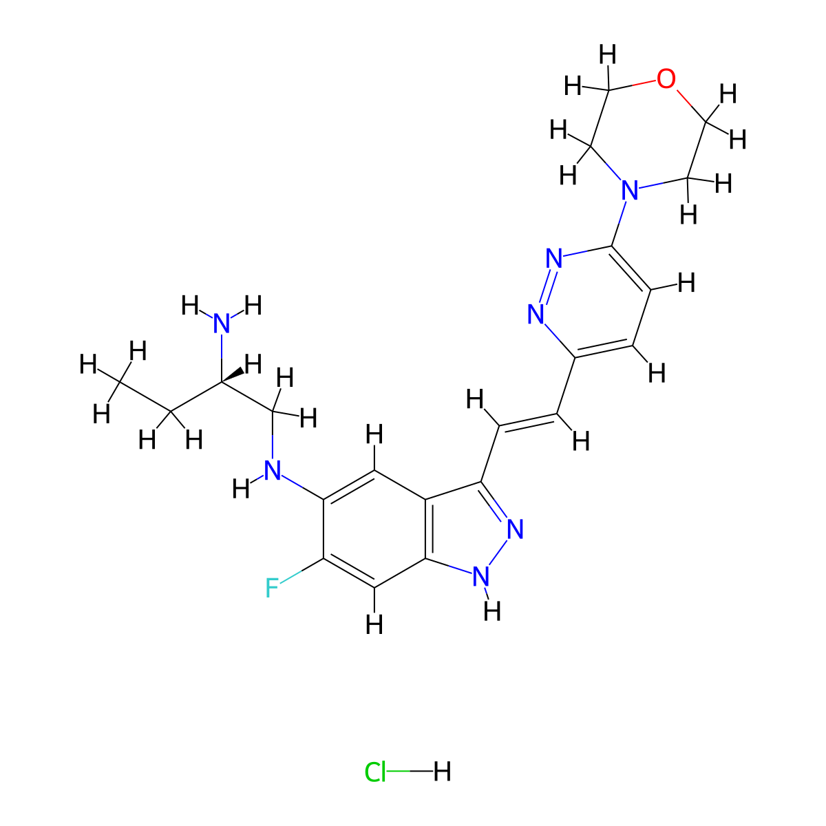 (S,E)-N1-(6-Fluoro-3-(2-(6-morpholinopyridazin-3-yl)vinyl)-1H-indazol-5-yl)butane-1,2-diamine hydrochloride molecular structure, CAS 3065657-02-2