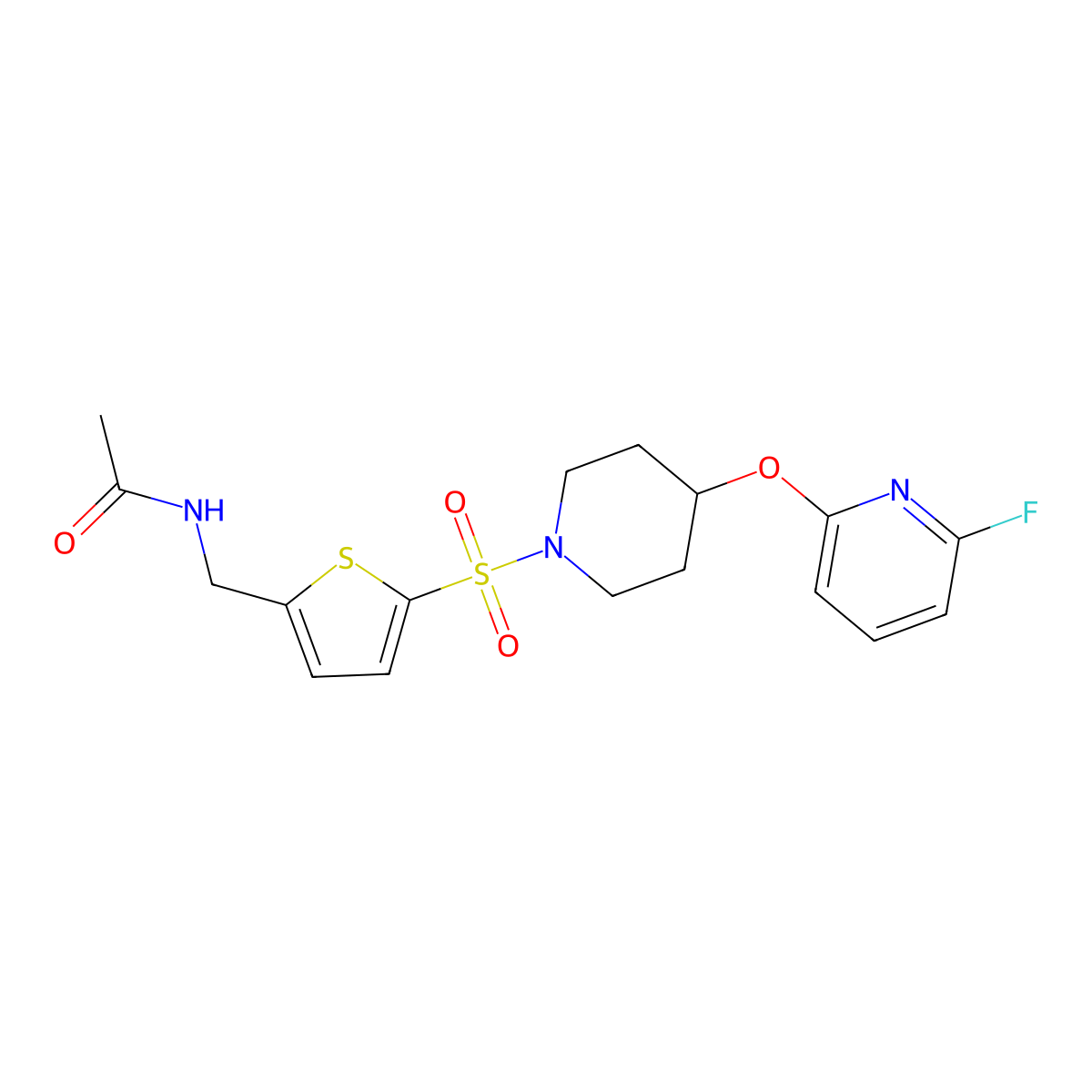 N-[[5-[4-(6-fluoropyridin-2-yl)oxypiperidin-1-yl]sulfonylthiophen-2-yl]methyl]acetamide molecular structure, CAS 3066618-53-6