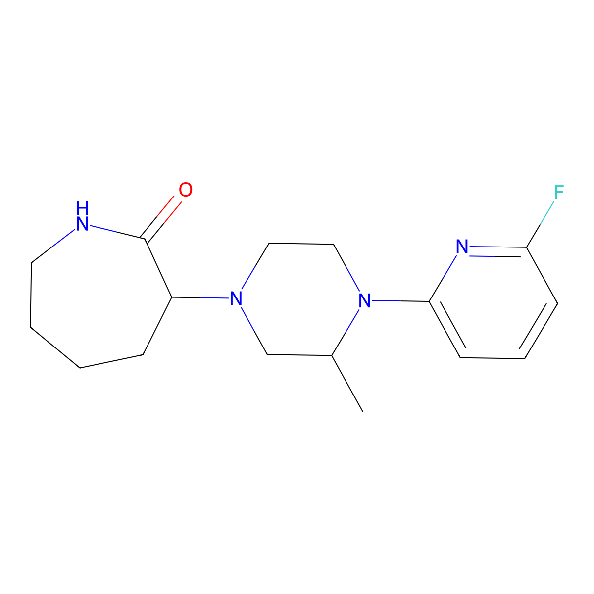 3-[4-(6-Fluoropyridin-2-yl)-3-methylpiperazin-1-yl]azepan-2-one molecular structure, CAS 3066620-21-8