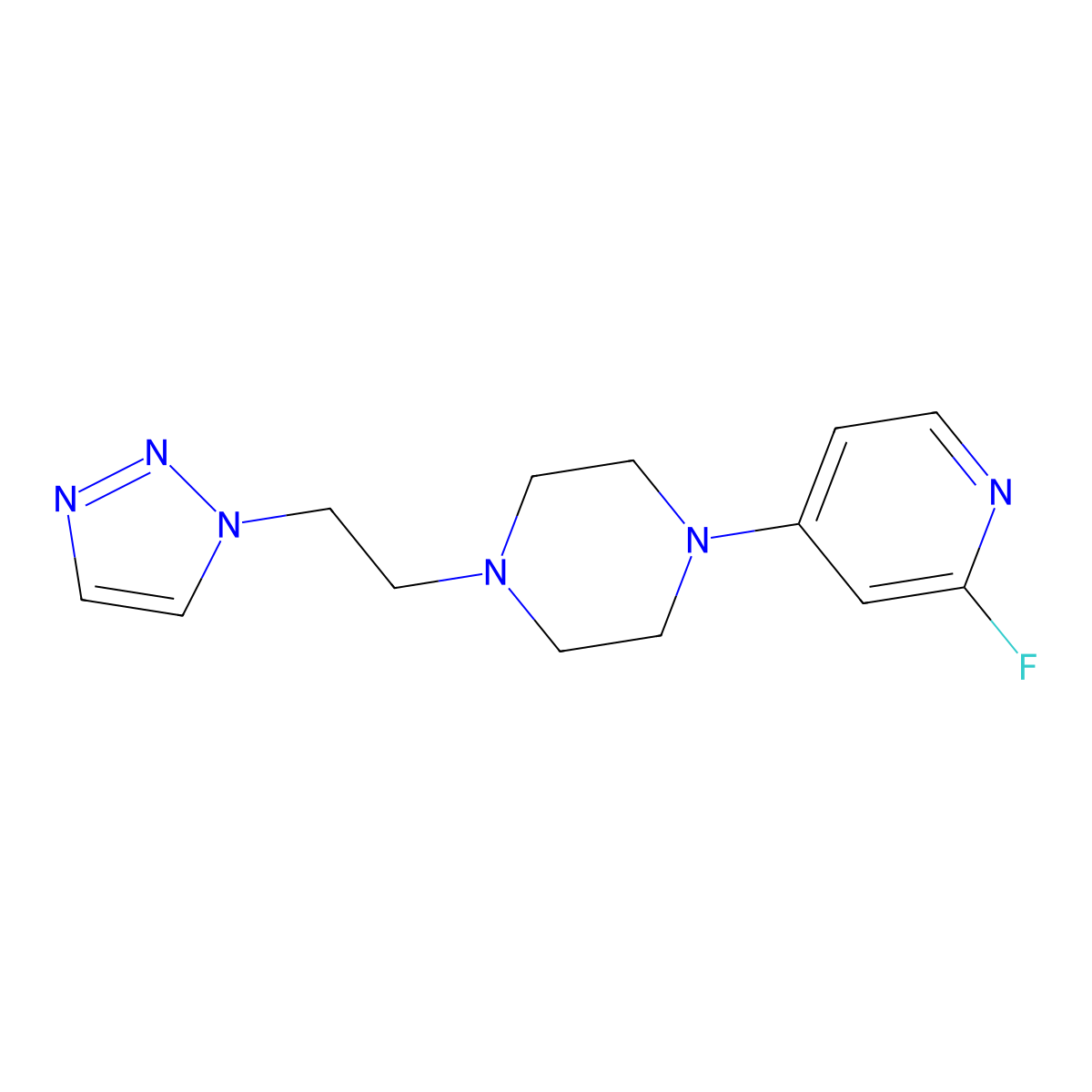 1-(2-Fluoropyridin-4-yl)-4-[2-(triazol-1-yl)ethyl]piperazine molecular structure, CAS 3066620-84-3
