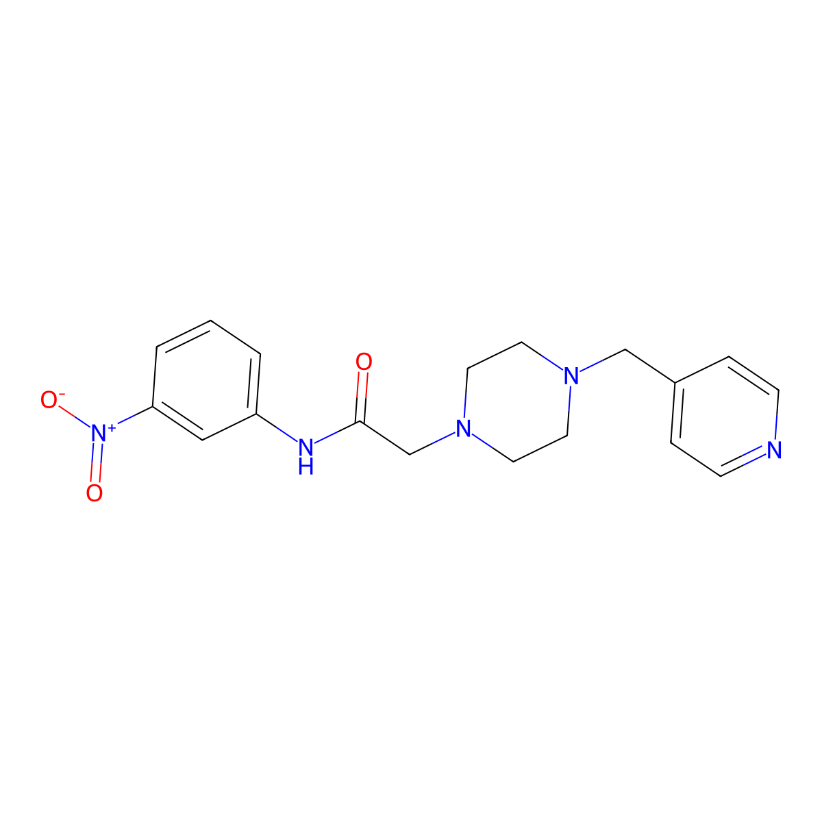 N-(3-nitrophenyl)-2-[4-(pyridin-4-ylmethyl)piperazin-1-yl]acetamide molecular structure, CAS 3066620-93-4