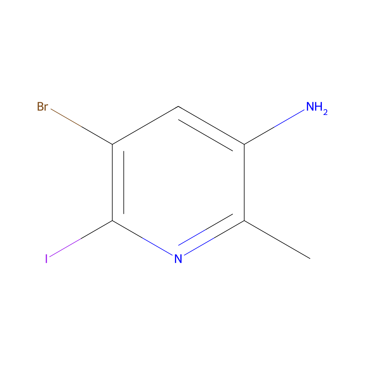 5-Bromo-6-iodo-2-methylpyridin-3-amine molecular structure, CAS 3066621-18-6