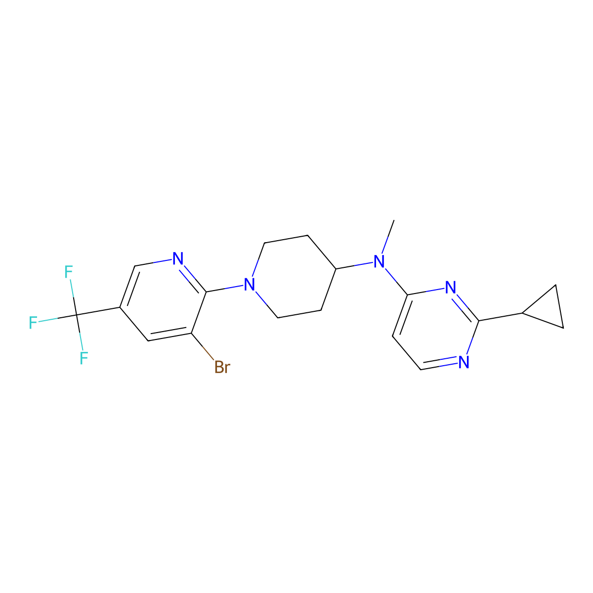 N-[1-[3-bromo-5-(trifluoromethyl)pyridin-2-yl]piperidin-4-yl]-2-cyclopropyl-N-methylpyrimidin-4-amine molecular structure, CAS 3066624-75-4