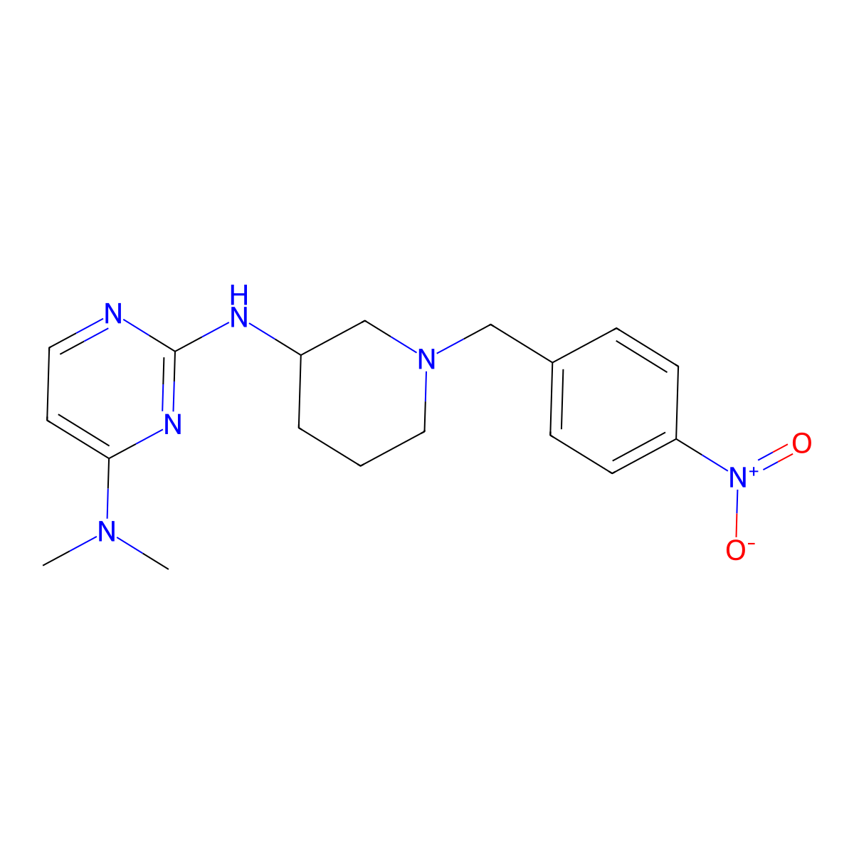 4-N,4-N-dimethyl-2-N-[1-[(4-nitrophenyl)methyl]piperidin-3-yl]pyrimidine-2,4-diamine molecular structure, CAS 3066626-00-1