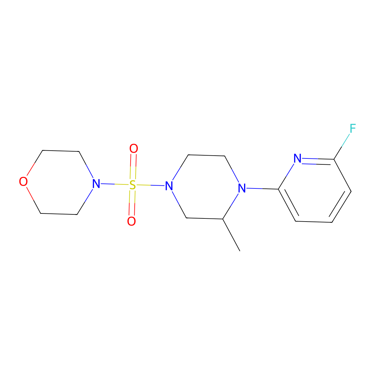 4-[4-(6-Fluoropyridin-2-yl)-3-methylpiperazin-1-yl]sulfonylmorpholine molecular structure, CAS 3066627-69-5