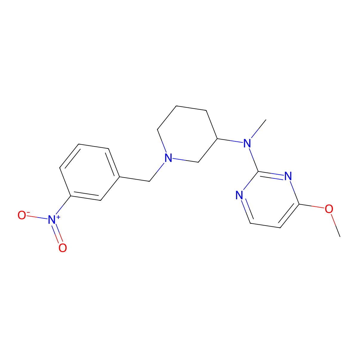 4-me.oxy-N-methyl-N-[1-[(3-nitrophenyl)methyl]piperidin-3-yl]pyrimidin-2-amine molecular structure, CAS 3066627-71-9