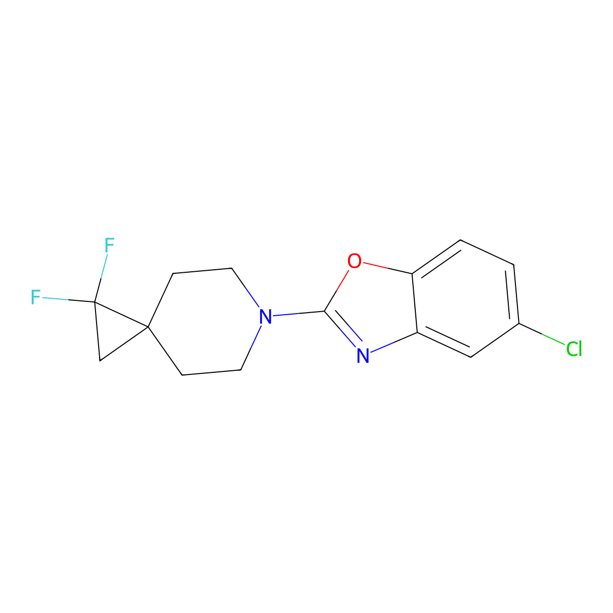 5-Chloro-2-(2,2-difluoro-6-azaspiro[2.5]octan-6-yl)-1,3-benzoxazole molecular structure, CAS 3066627-77-5