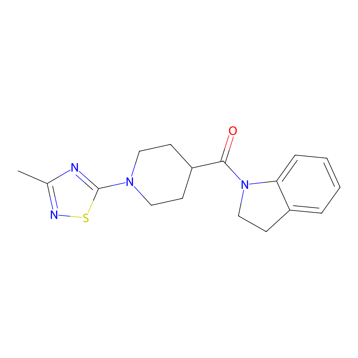 2,3-Dihydroindol-1-yl-[1-(3-methyl-1,2,4-thiadiazol-5-yl)piperidin-4-yl]methanone molecular structure, CAS 3066631-10-2