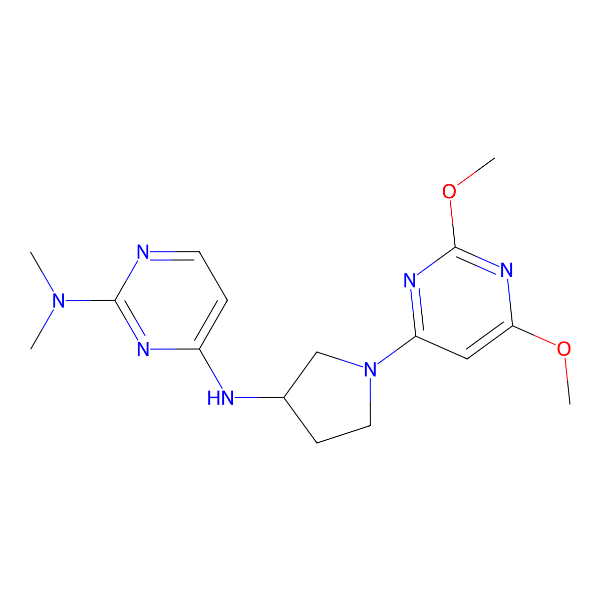 4-N-[1-(2,6-dimethoxypyrimidin-4-yl)pyrrolidin-3-yl]-2-N,2-N-dimethylpyrimidine-2,4-diamine molecular structure, CAS 3066632-03-6