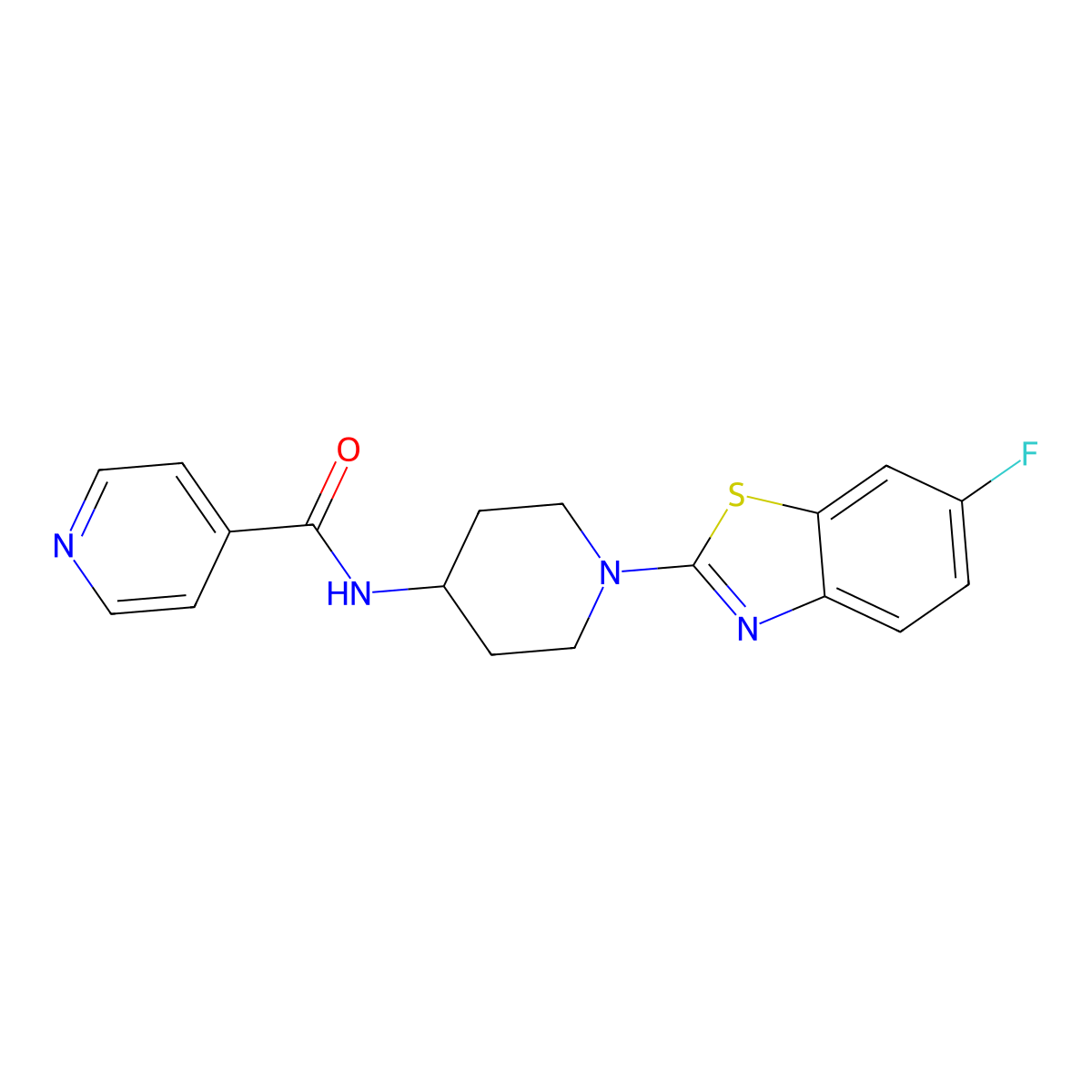 N-[1-(6-fluoro-1,3-benzothiazol-2-yl)piperidin-4-yl]pyridine-4-carboxamide molecular structure, CAS 3066634-77-0