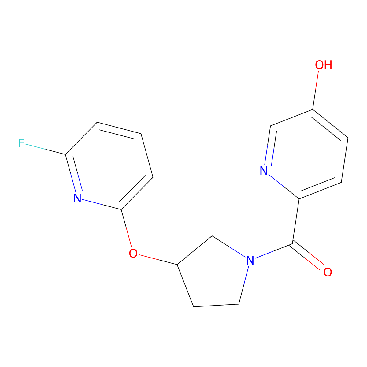 [3-(6-Fluoropyridin-2-yl)oxypyrrolidin-1-yl]-(5-hydroxypyridin-2-yl)methanone molecular structure, CAS 3066641-13-9