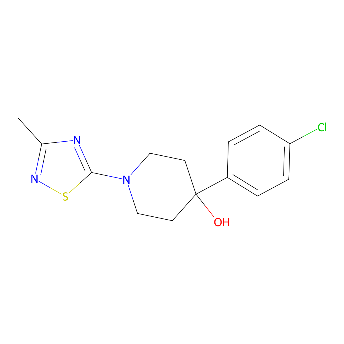 4-(4-Chlorophenyl)-1-(3-methyl-1,2,4-thiadiazol-5-yl)piperidin-4-ol molecular structure, CAS 3066643-42-0