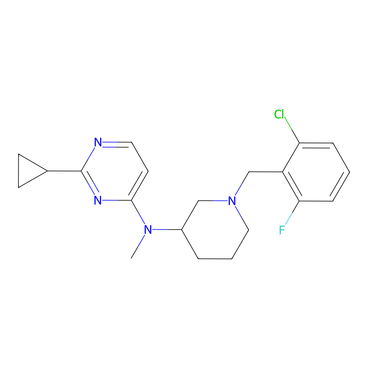 N-[1-[(2-chloro-6-fluorophenyl)methyl]piperidin-3-yl]-2-cyclopropyl-N-methylpyrimidin-4-amine molecular structure, CAS 3066644-83-2