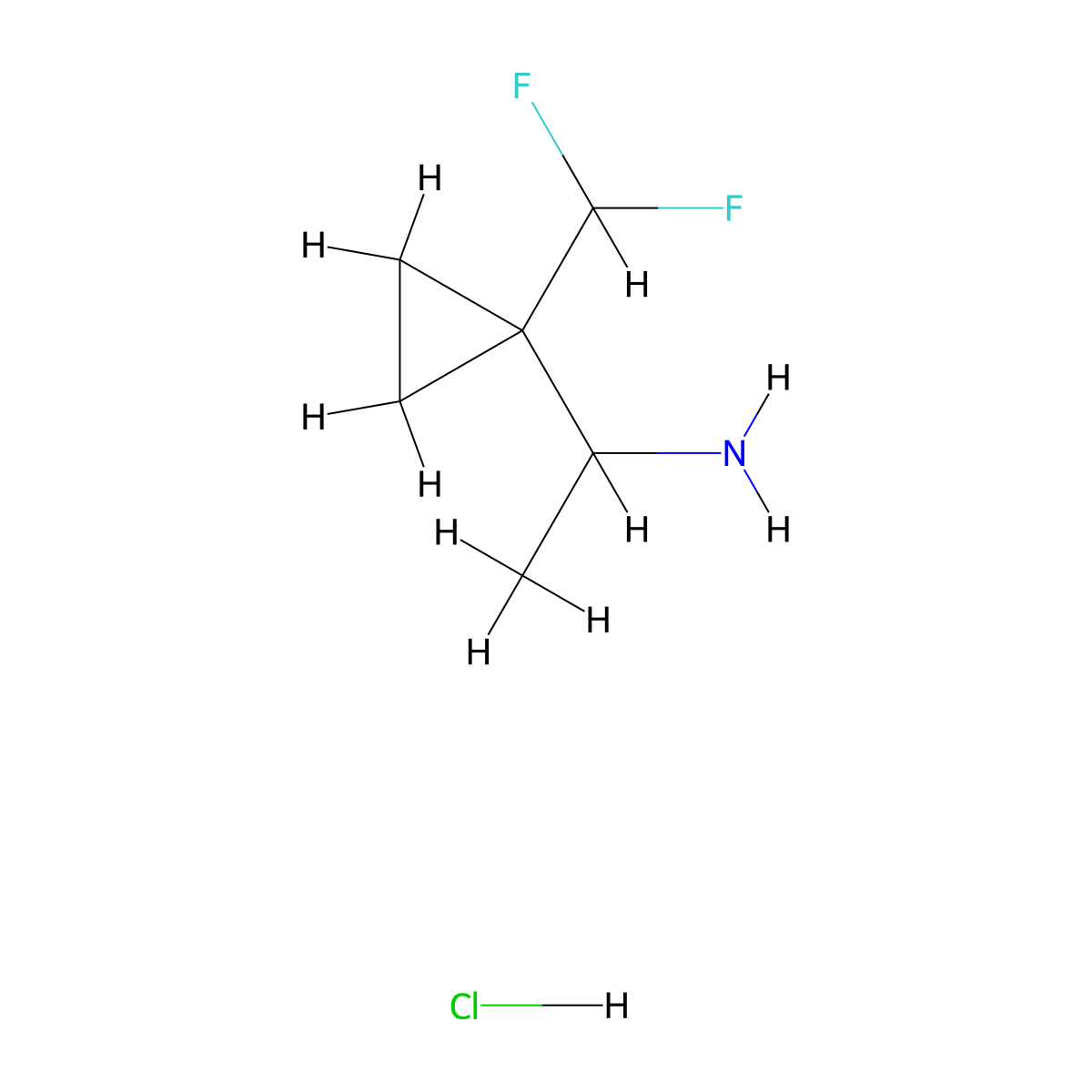 1-[1-(Difluoromethyl)cyclopropyl]ethan-1-amine hydrochloride molecular structure, CAS 3066645-25-5