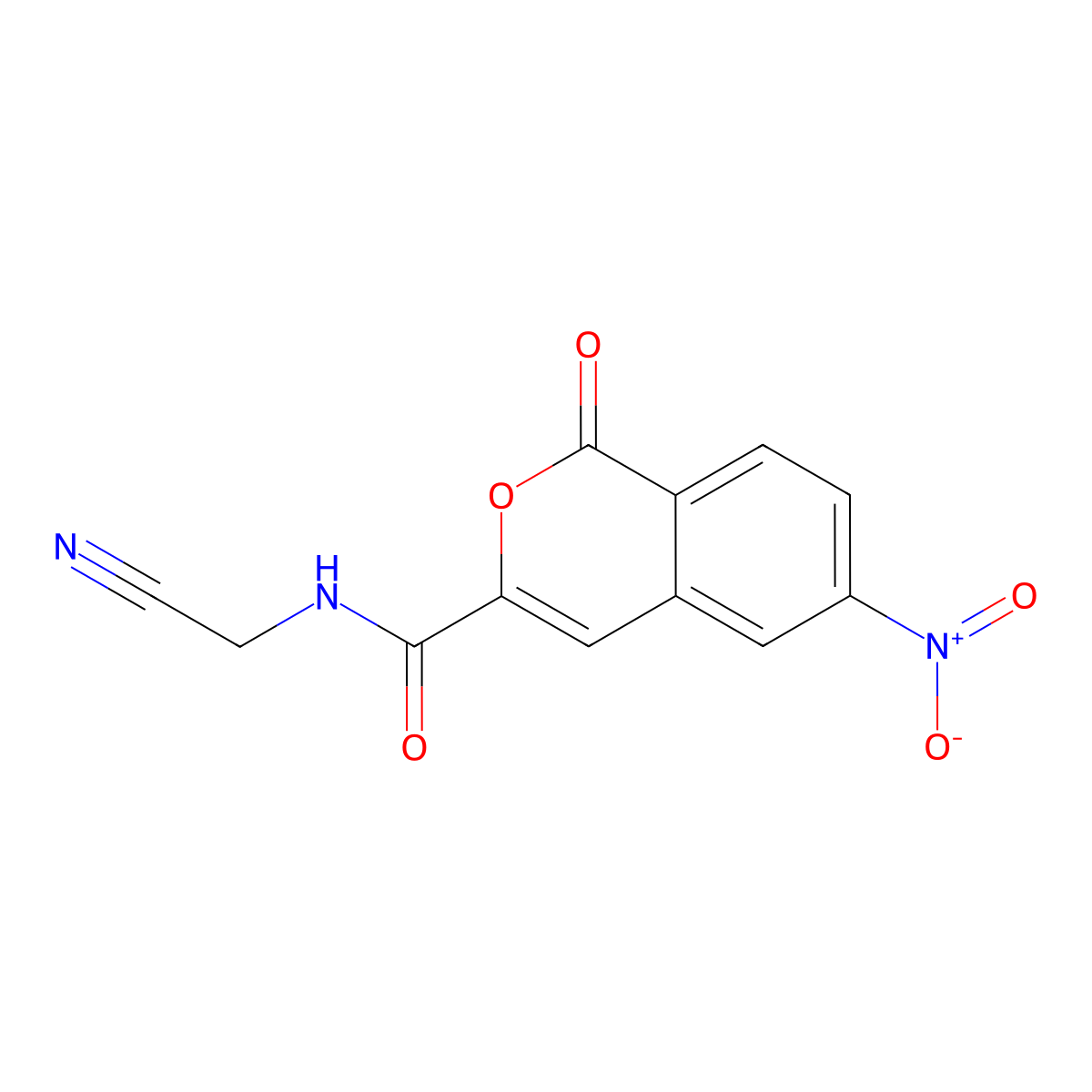 N-(cyanomethyl)-6-nitro-1-oxoisochromene-3-carboxamide molecular structure, CAS 3066645-27-7