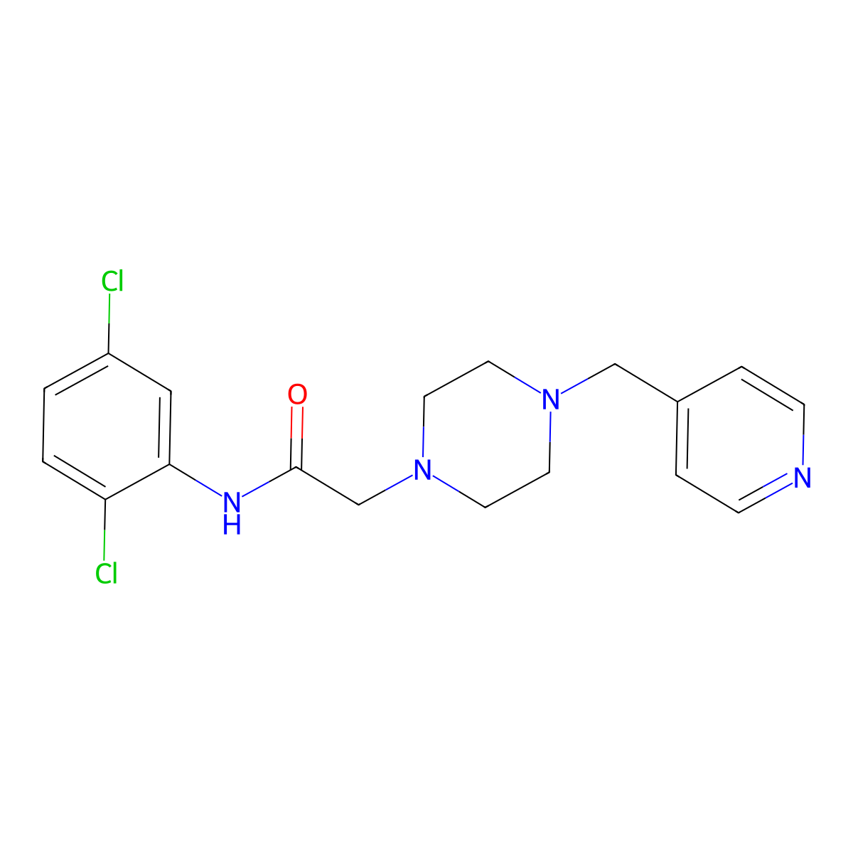 N-(2,5-dichlorophenyl)-2-[4-(pyridin-4-ylmethyl)piperazin-1-yl]acetamide molecular structure, CAS 3066646-02-1