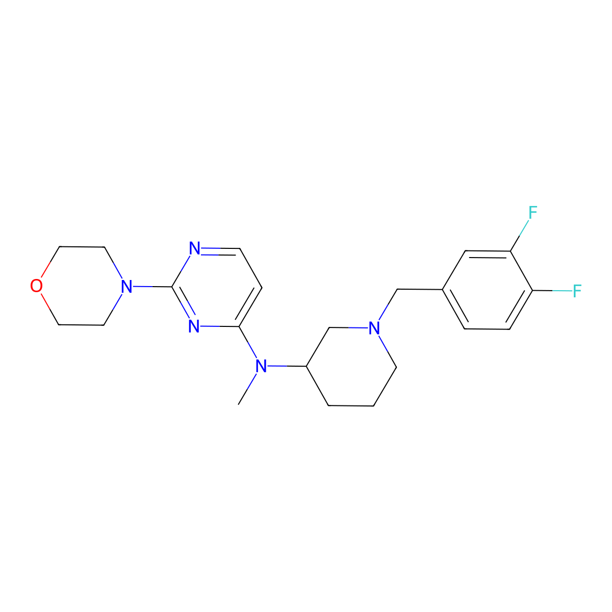 N-[1-[(3,4-difluorophenyl)methyl]piperidin-3-yl]-N-methyl-2-morpholin-4-ylpyrimidin-4-amine molecular structure, CAS 3066649-76-8