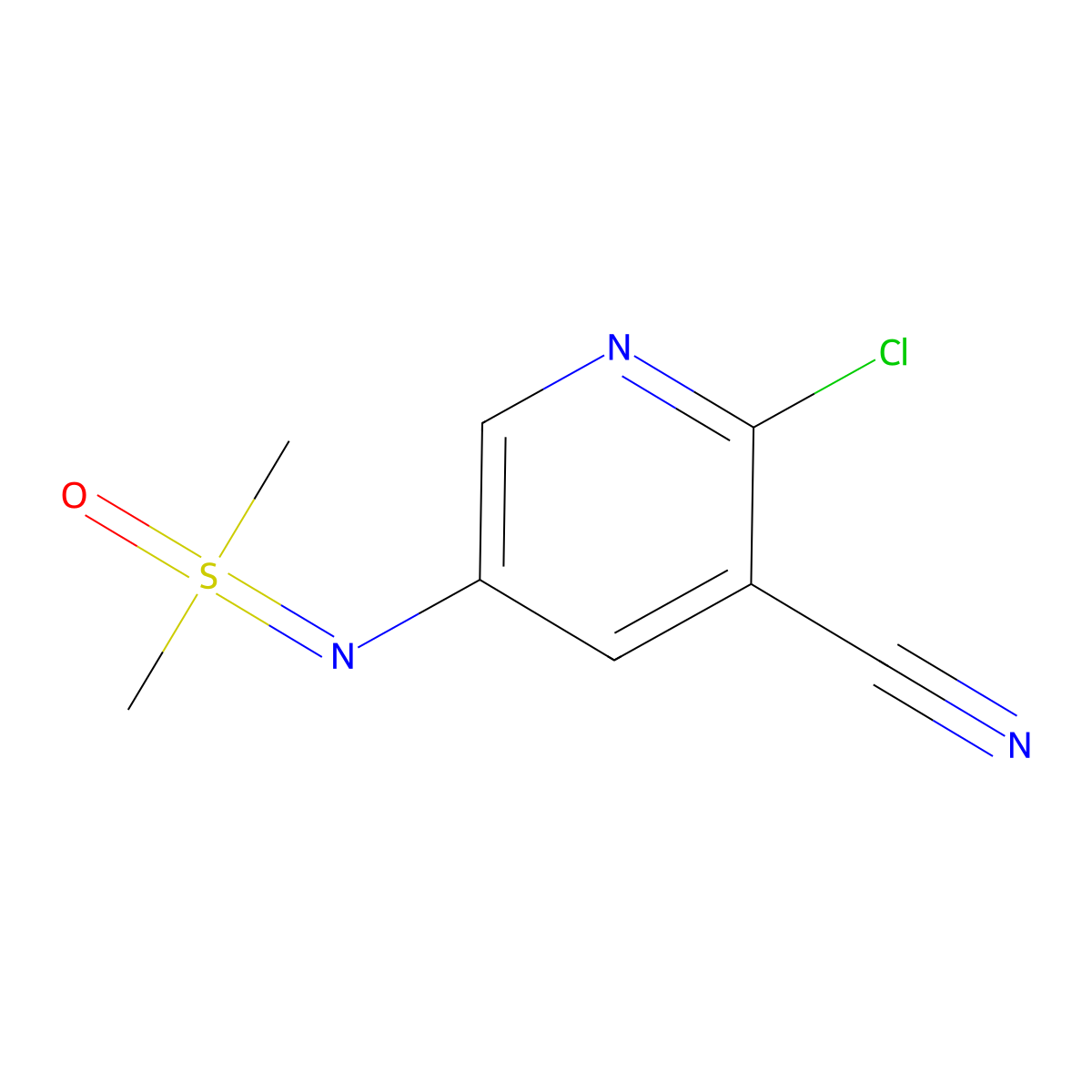 2-Chloro-5-{[dimethyl(oxo)-lambda6-sulfanylidene]amino}pyridine-3-carbonitrile molecular structure, CAS 3066651-79-1