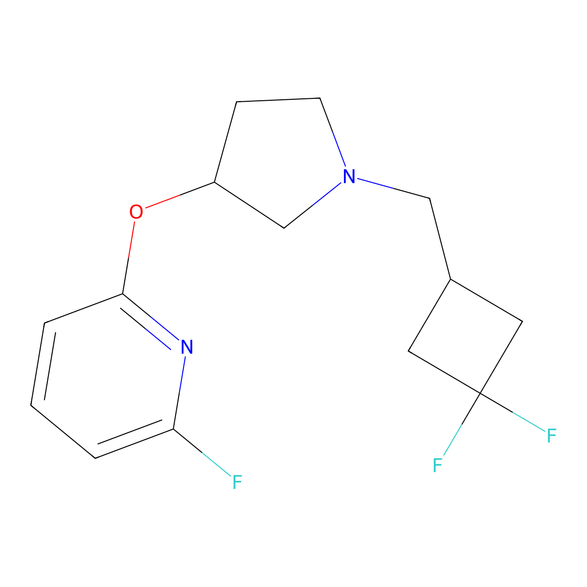 2-[1-[(3,3-Difluorocyclobutyl)methyl]pyrrolidin-3-yl]oxy-6-fluoropyridine molecular structure, CAS 3066651-85-9