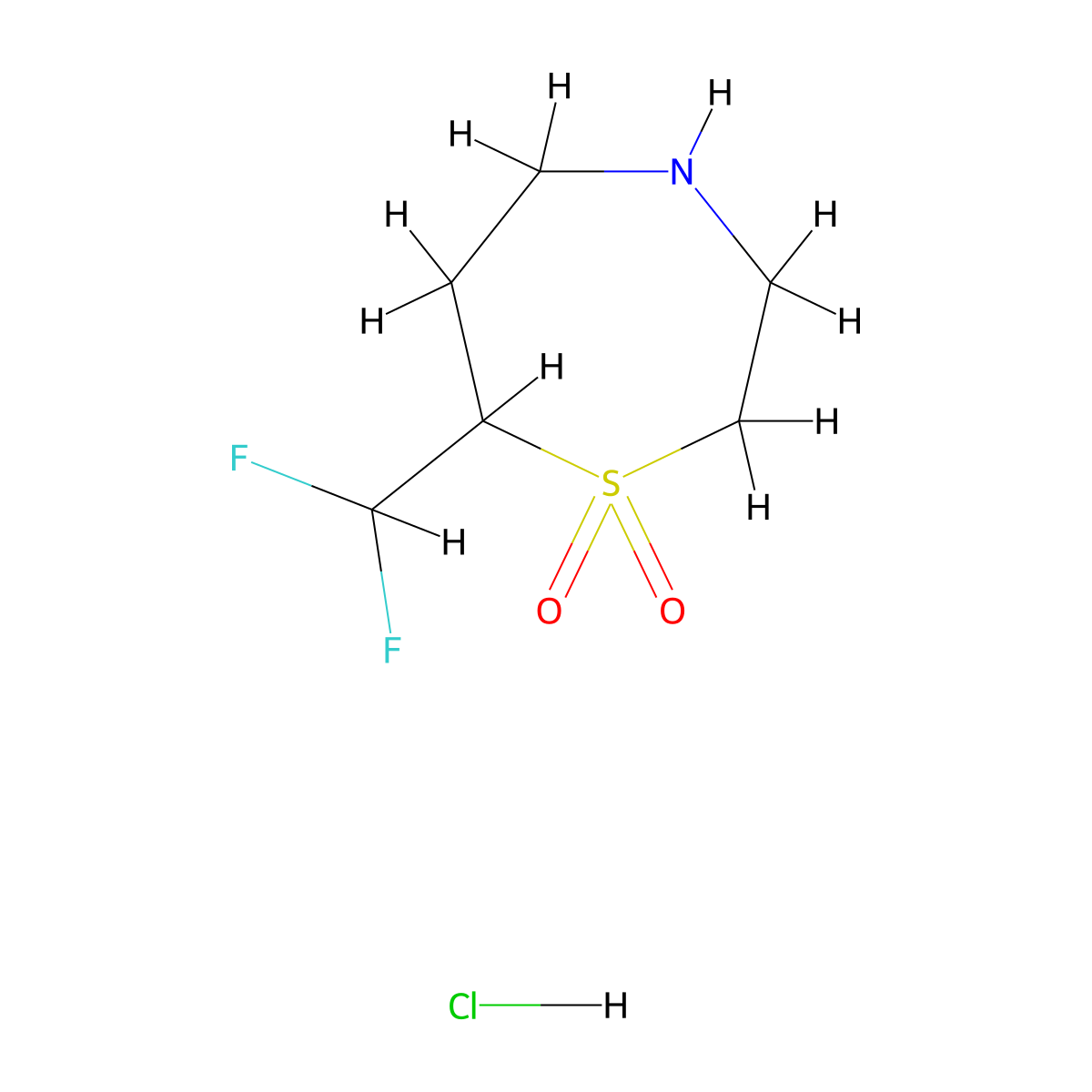 7-(Difluoromethyl)-1lambda6,4-thiazepane-1,1-dione hydrochloride molecular structure, CAS 3066654-26-7