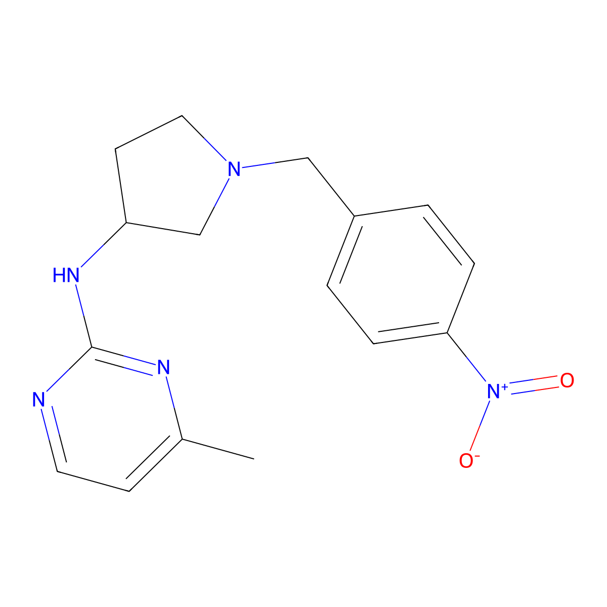 4-methylN-[1-[(4-nitrophenyl)methyl]pyrrolidin-3-yl]pyrimidin-2-amine molecular structure, CAS 3066654-43-8