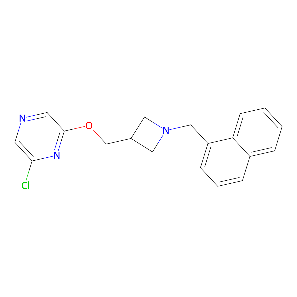 2-Chloro-6-[[1-(naphthalen-1-ylmethyl)azetidin-3-yl]methoxy]pyrazine molecular structure, CAS 3066656-58-1