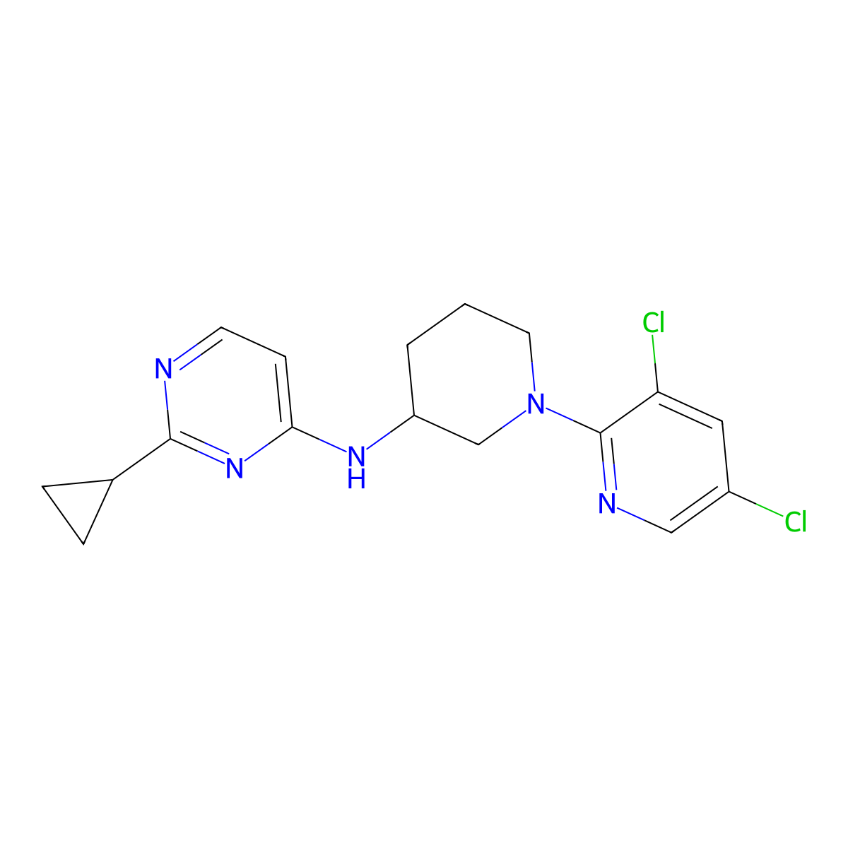 2-cyclopropyl-N-[1-(3,5-dichloropyridin-2-yl)piperidin-3-yl]pyrimidin-4-amine molecular structure, CAS 3066657-01-7