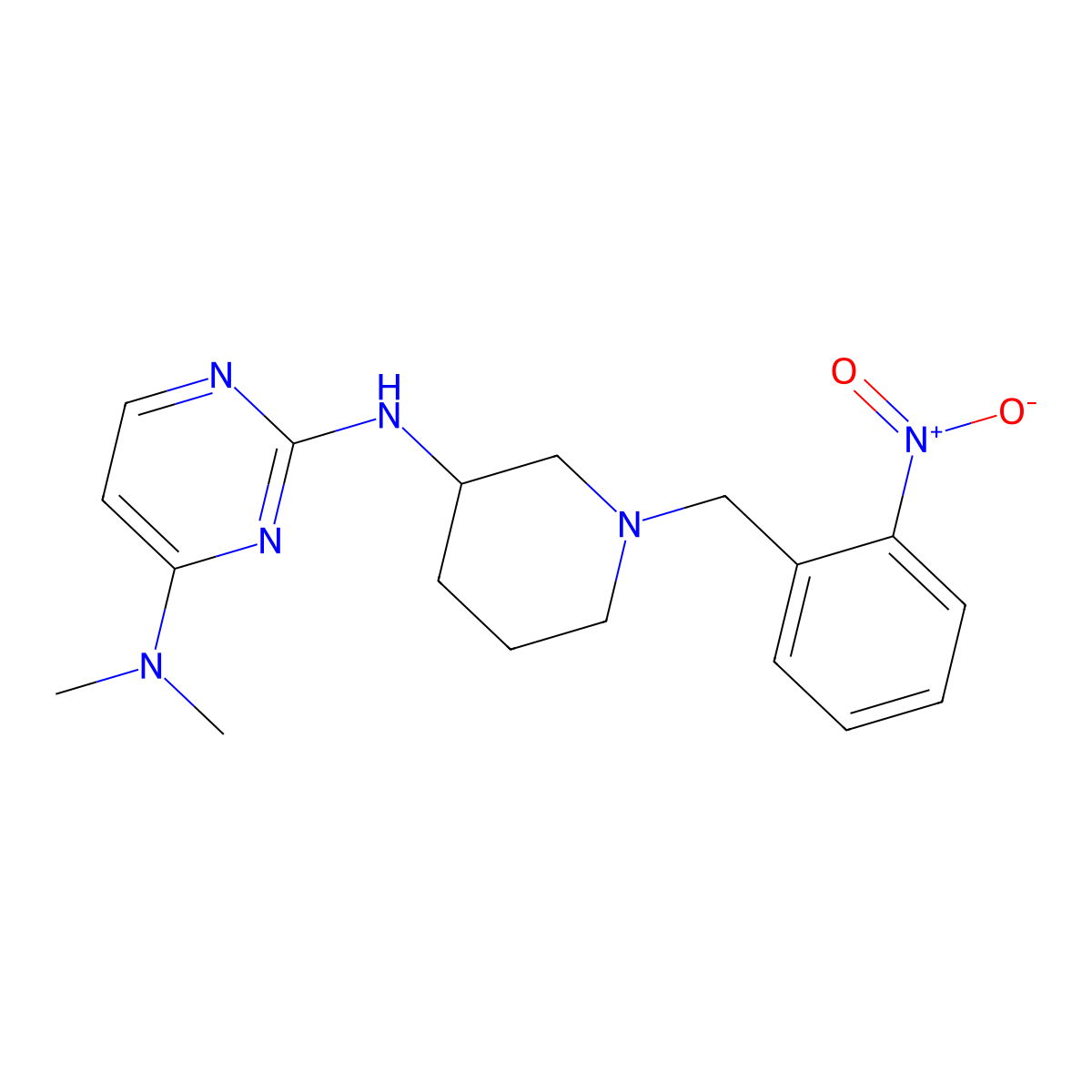 4-N,4-N-dimethyl-2-N-[1-[(2-nitrophenyl)methyl]piperidin-3-yl]pyrimidine-2,4-diamine molecular structure, CAS 3066657-06-2