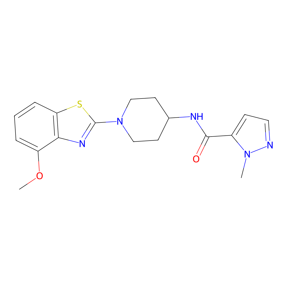 N-[1-(4-methoxy-1,3-benzothiazol-2-yl)piperidin-4-yl]-2-methylpyrazole-3-carboxamide molecular structure, CAS 3066658-32-7