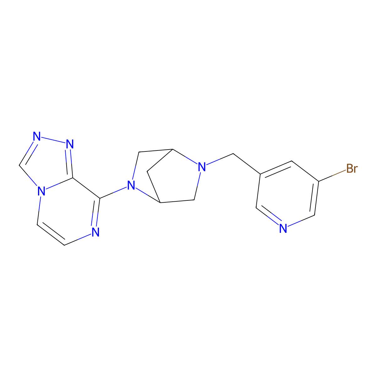 8-[5-[(5-Bromopyridin-3-yl)methyl]-2,5-diazabicyclo[2.2.1]heptan-2-yl]-[1,2,4]triazolo[4,3-a]pyrazine molecular structure, CAS 3066660-55-4