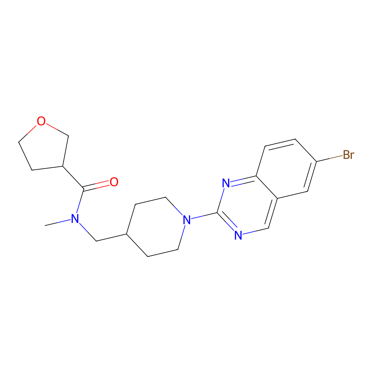 N-[[1-(6-bromoquinazolin-2-yl)piperidin-4-yl]methyl]-N-methyloxolane-3-carboxamide molecular structure, CAS 3066662-17-4