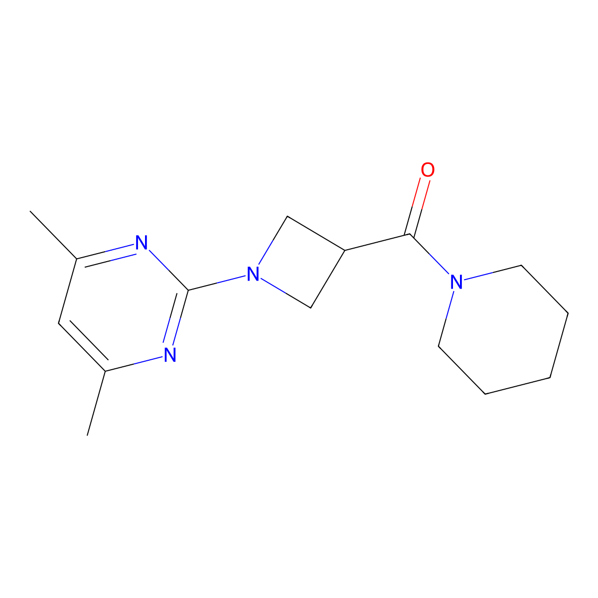 [1-(4,6-Dimethylpyrimidin-2-yl)azetidin-3-yl]-piperidin-1-ylmethanone molecular structure, CAS 3066662-22-1