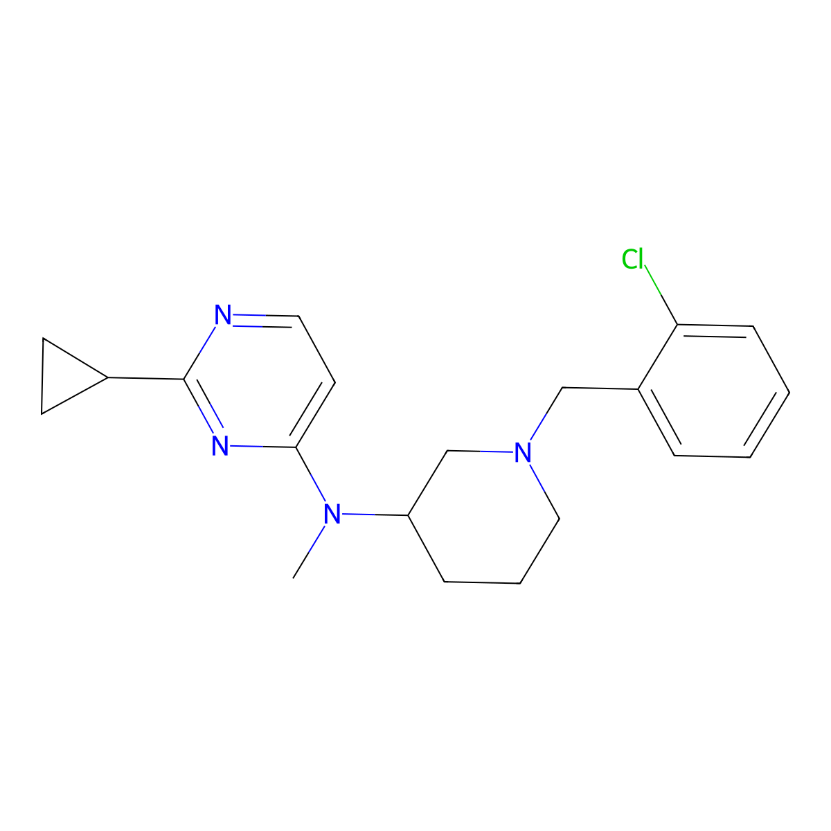 N-[1-[(2-chlorophenyl)methyl]piperidin-3-yl]-2-cyclopropyl-N-methylpyrimidin-4-amine molecular structure, CAS 3066663-56-4