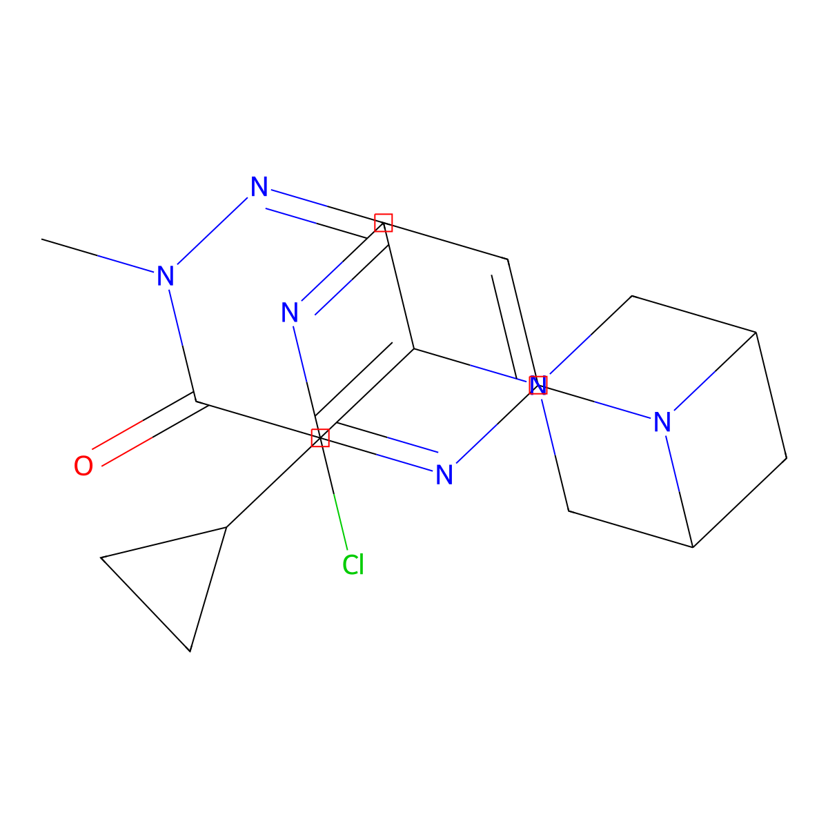 4-Chloro-5-[6-(2-cyclopropylpyrimidin-4-yl)-3,6-diazabicyclo[3.1.1]heptan-3-yl]-2-methylpyridazin-3-one molecular structure, CAS 3066665-80-0