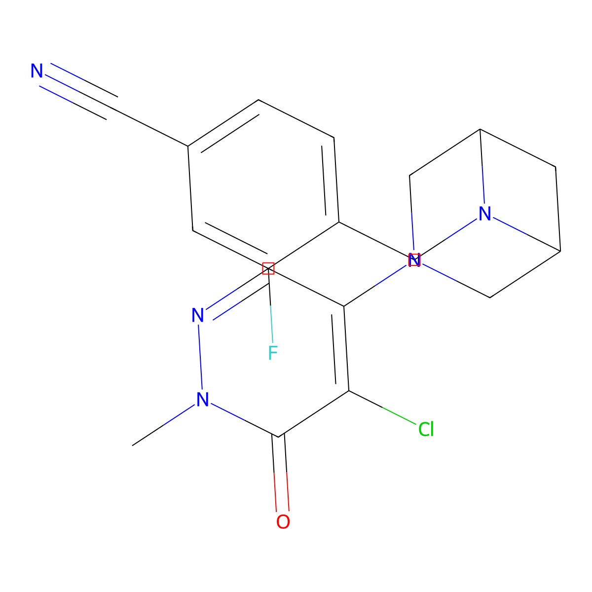 4-[[3-(5-Chloro-1-methyl-6-oxopyridazin-4-yl)-3,6-diazabicyclo[3.1.1]heptan-6-yl]methyl]-3-fluorobenzonitrile molecular structure, CAS 3066673-13-7