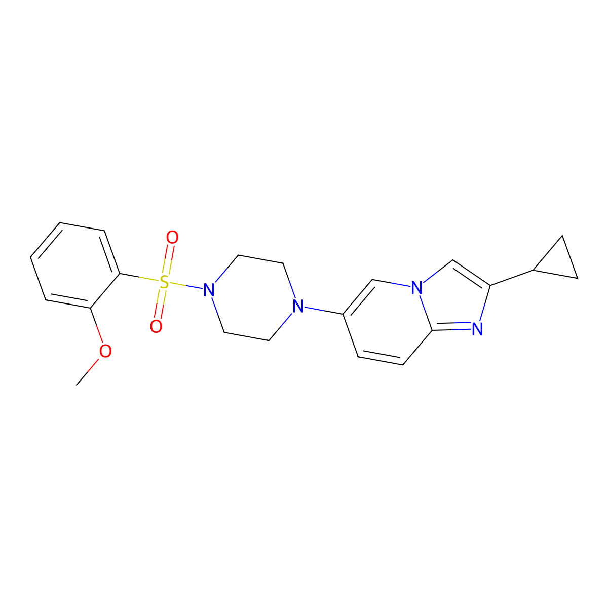 2-Cyclopropyl-6-[4-(2-methoxyphenyl)sulfonylpiperazin-1-yl]imidazo[1,2-a]pyridine molecular structure, CAS 3066683-06-2