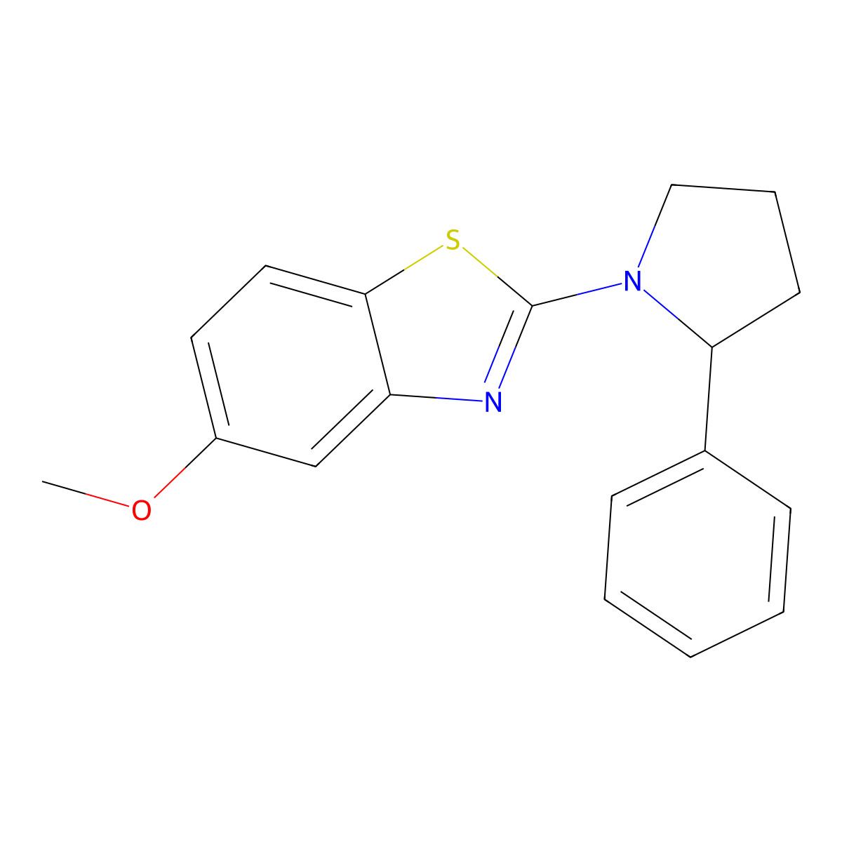 5-Methoxy-2-(2-phenylpyrrolidin-1-yl)-1,3-benzothiazole molecular structure, CAS 3066690-26-1