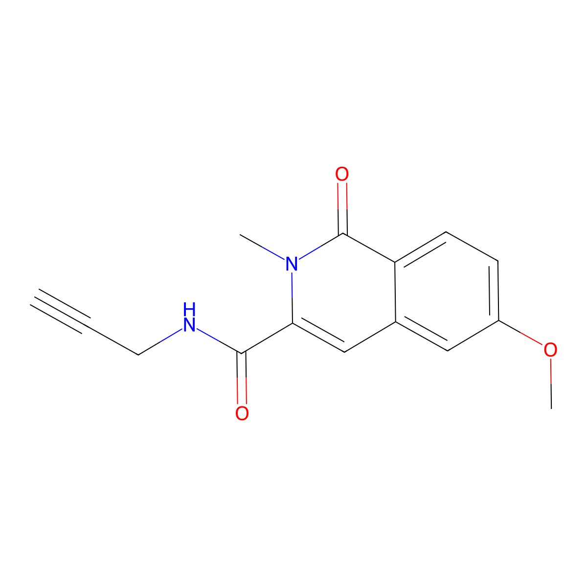 6-methoxy-2-methyl-1-oxo-N-prop-2-ynylisoquinoline-3-carboxamide molecular structure, CAS 3066704-31-9