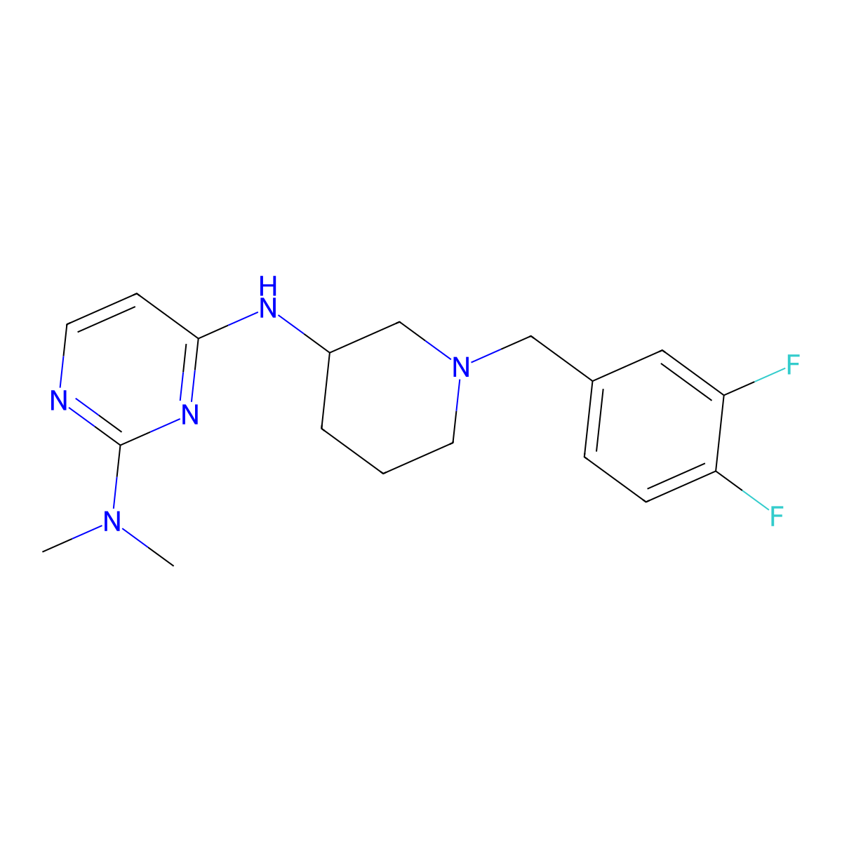 4-N-[1-[(3,4-difluorophenyl)methyl]piperidin-3-yl]-2-N,2-N-dimethylpyrimidine-2,4-diamine molecular structure, CAS 3066704-35-3