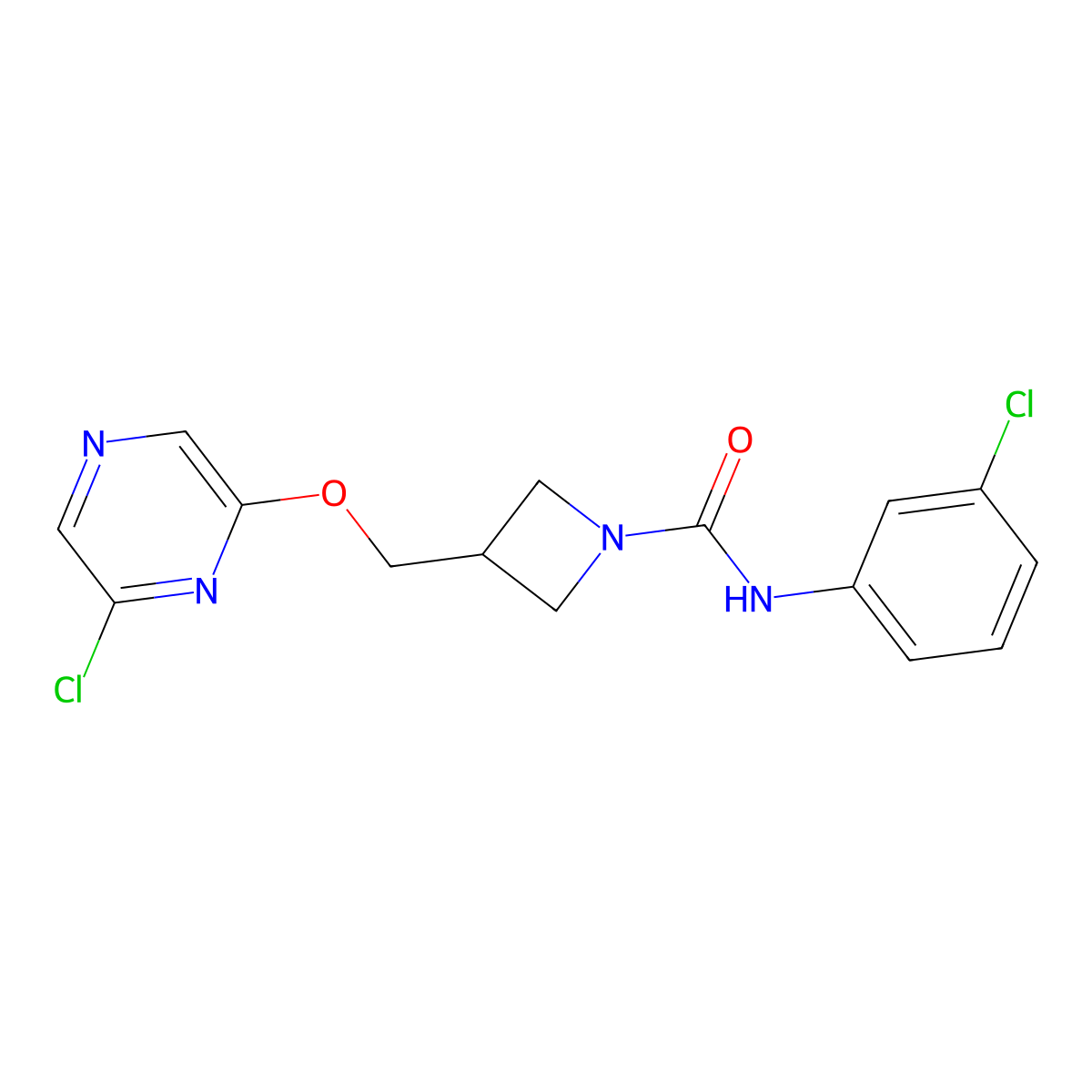 N-(3-chlorophenyl)-3-[(6-chloropyrazin-2-yl)oxymethyl]azetidine-1-carboxamide molecular structure, CAS 3066704-66-0