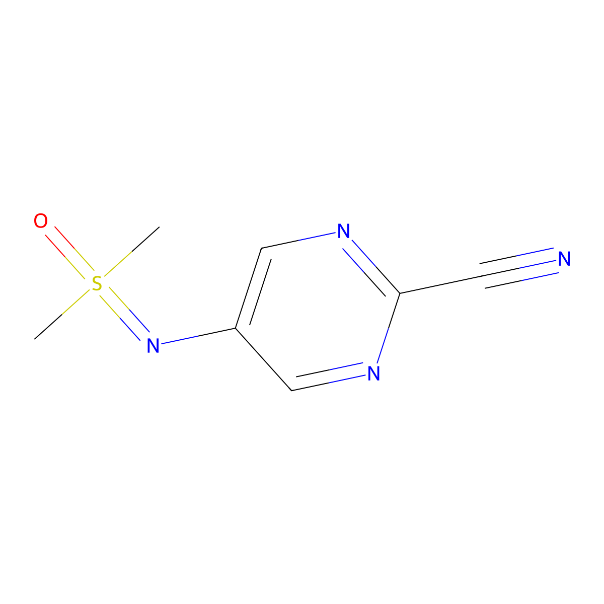 5-{[Dimethyl(oxo)-lambda6-sulfanylidene]amino}pyrimidine-2-carbonitrile molecular structure, CAS 3066714-52-8