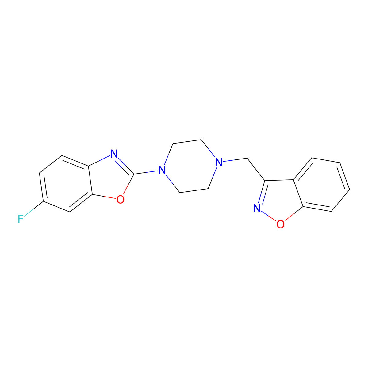 2-[4-(1,2-Benzoxazol-3-ylmethyl)piperazin-1-yl]-6-fluoro-1,3-benzoxazole molecular structure, CAS 3066724-71-5