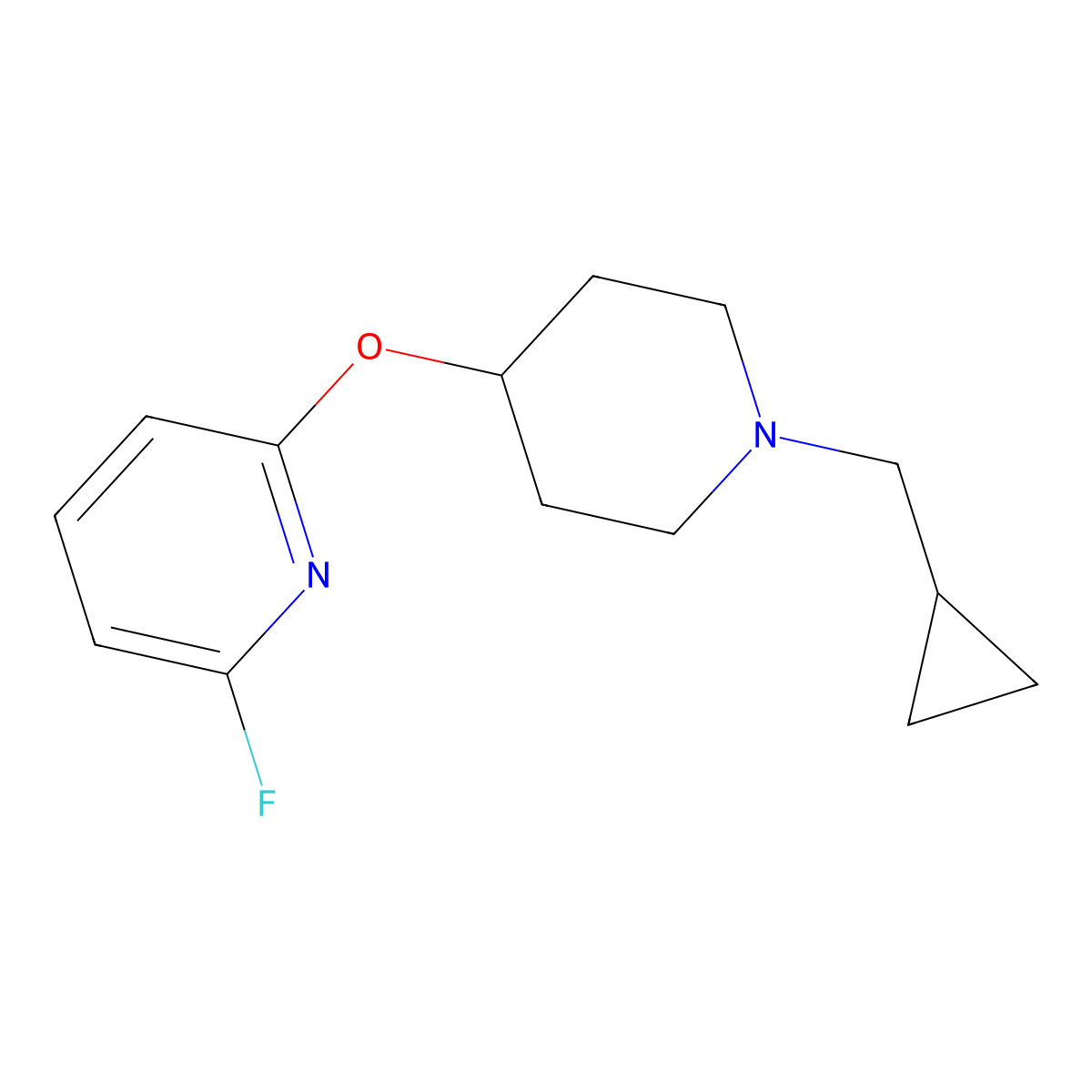 2-[1-(Cyclopropylmethyl)piperidin-4-yl]oxy-6-fluoropyridine molecular structure, CAS 3066725-51-4