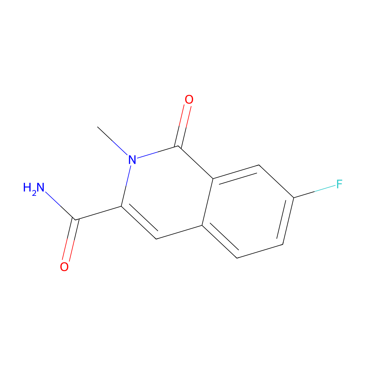 7-Fluoro-2-methyl-1-oxoisoquinoline-3-carboxamide molecular structure, CAS 3066733-25-0