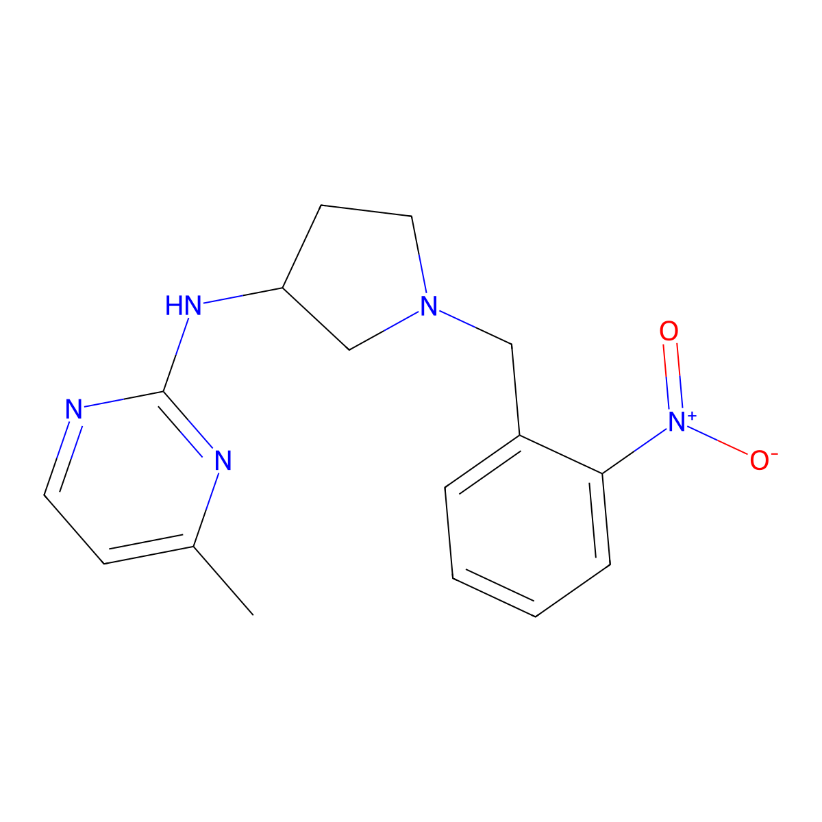 4-methylN-[1-[(2-nitrophenyl)methyl]pyrrolidin-3-yl]pyrimidin-2-amine molecular structure, CAS 3066733-42-1