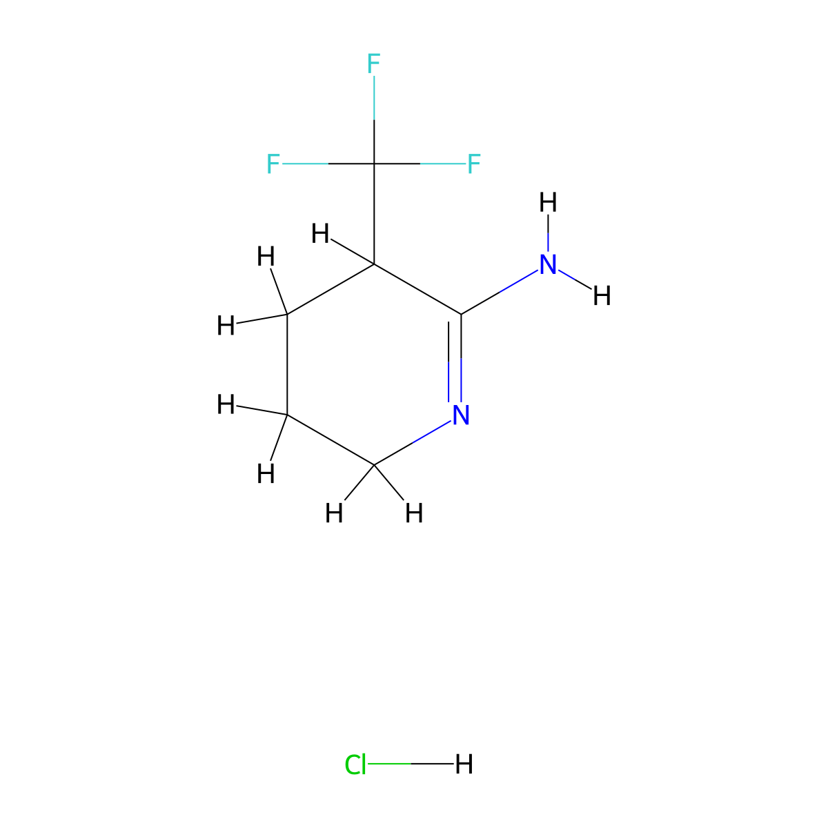3-(Trifluoromethyl)-3,4,5,6-tetrahydropyridin-2-amine hydrochloride molecular structure, CAS 3066740-70-0