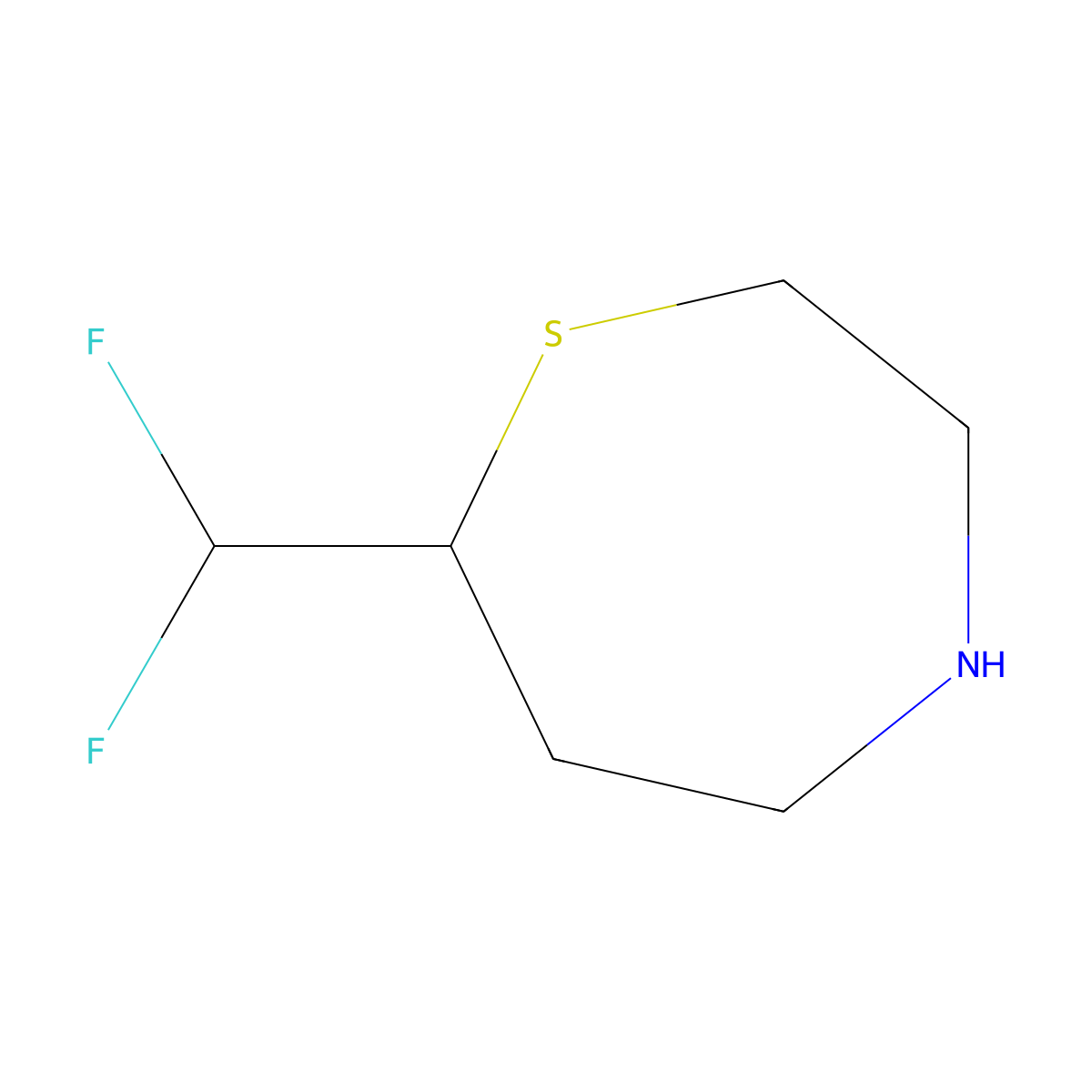 7-(Difluoromethyl)-1,4-thiazepane molecular structure, CAS 3066741-26-9