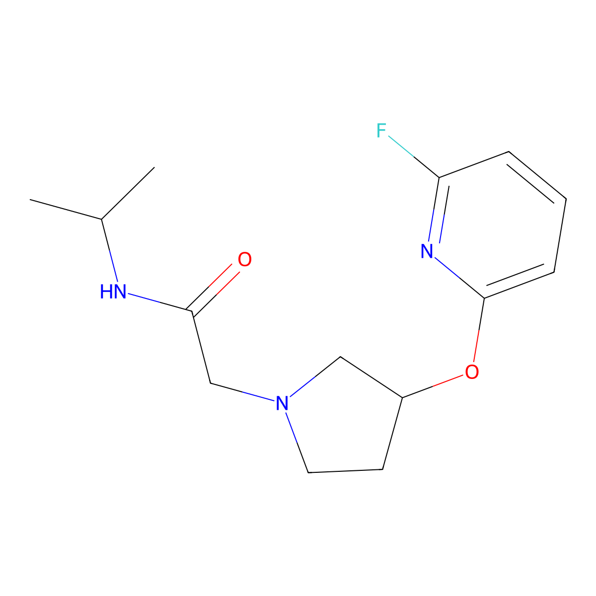 2-[3-(6-fluoropyridin-2-yl)oxypyrrolidin-1-yl]-N-propan-2-ylacetamide molecular structure, CAS 3066748-07-7