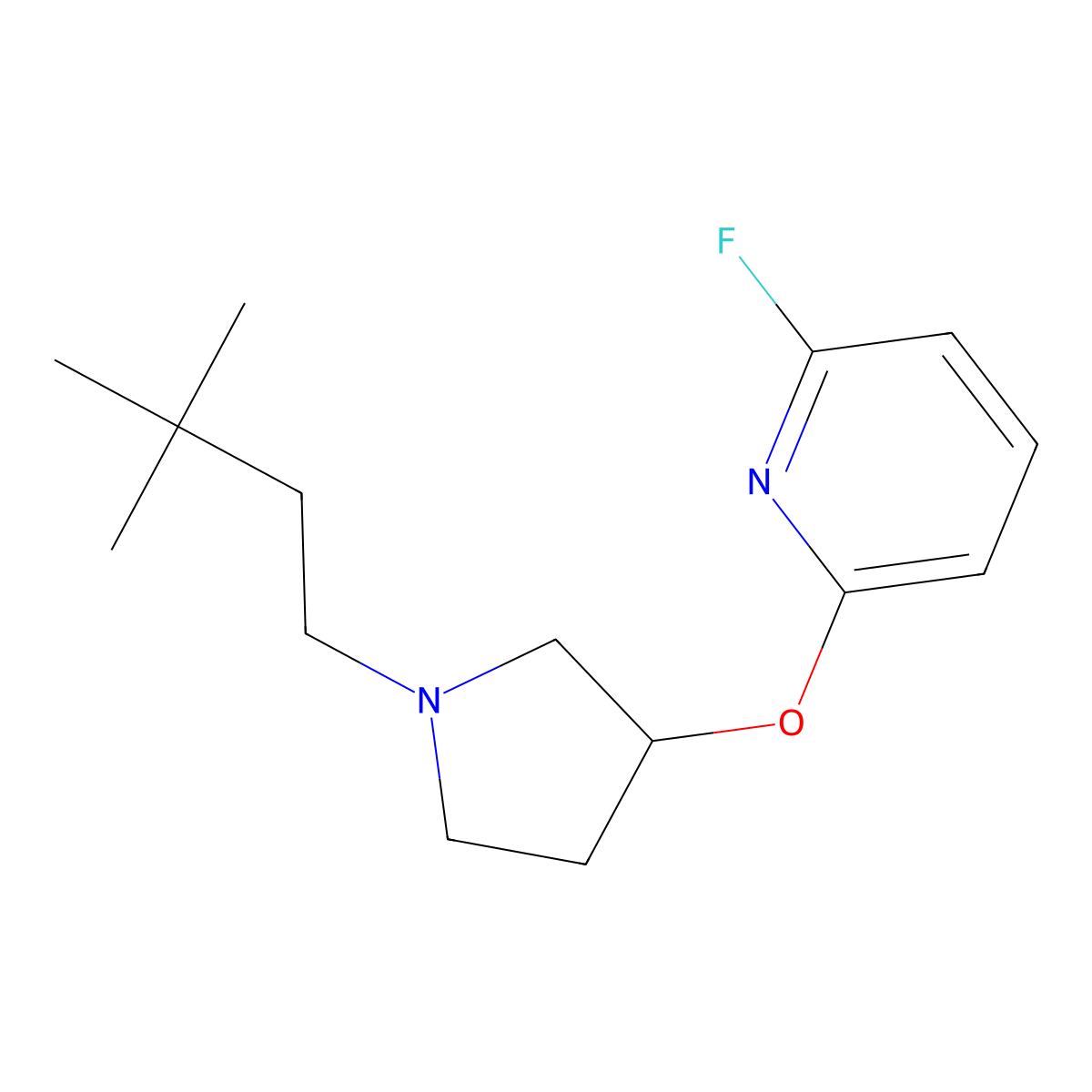 2-[1-(3,3-Dimethylbutyl)pyrrolidin-3-yl]oxy-6-fluoropyridine molecular structure, CAS 3066762-75-9